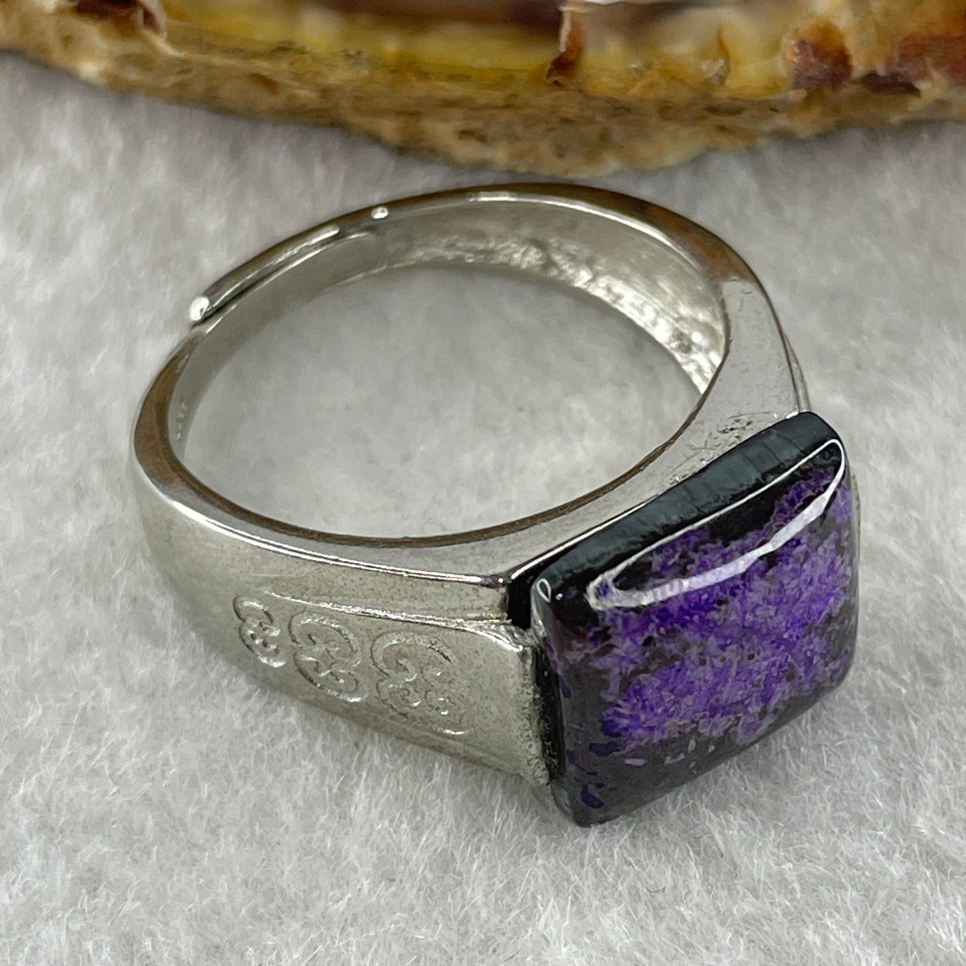 Good Grade Natural Sugilite  Wu Shi Pai in S925 Sliver Ring (Adjustable Size) 6.22g 12.2 by 11.8 by 4.0mm - Huangs Jadeite and Jewelry Pte Ltd
