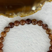 Natural Copper Rutilated Quartz Beads Bracelet 天然銅髮晶手镯 13.32g 15.5cm 7.5mm 26 Beads - Huangs Jadeite and Jewelry Pte Ltd