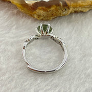 Blueish Green Cubic Zirconia 6.2 by 2.6mm with Crystals In S925 Sliver Ring (Adjustable Size) 1.51g - Huangs Jadeite and Jewelry Pte Ltd