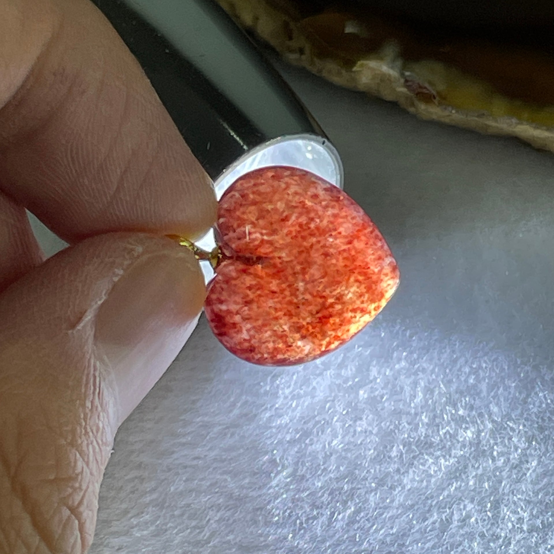 Natural Strawberry Quartz Heart Shape Charm 3.52g 16.8 by 17.2 by 8.2mm - Huangs Jadeite and Jewelry Pte Ltd