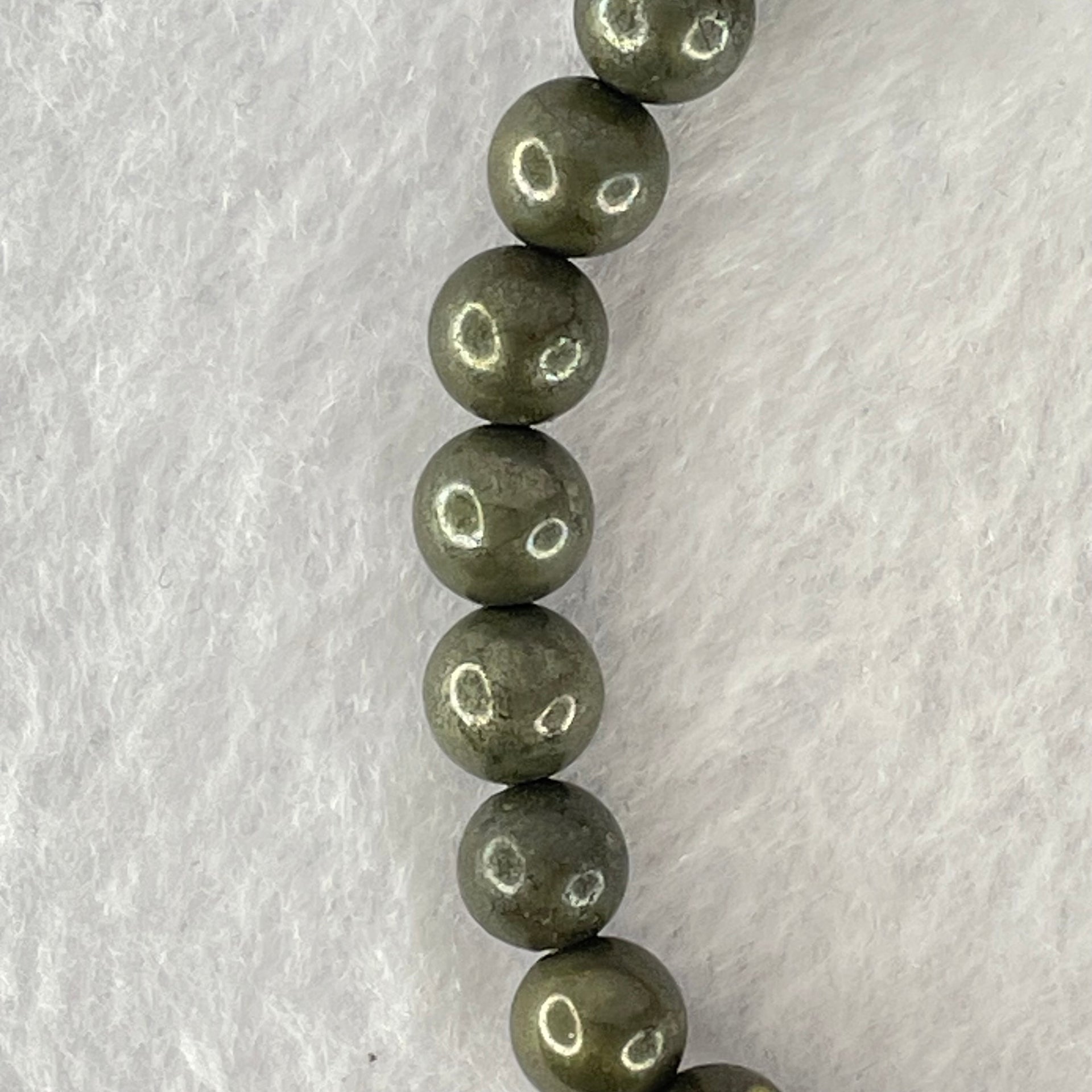 Natural Pyrite Beads Bracelet 天然黄铁矿手链 13.81g 15cm 6.6mm 28 Beads - Huangs Jadeite and Jewelry Pte Ltd