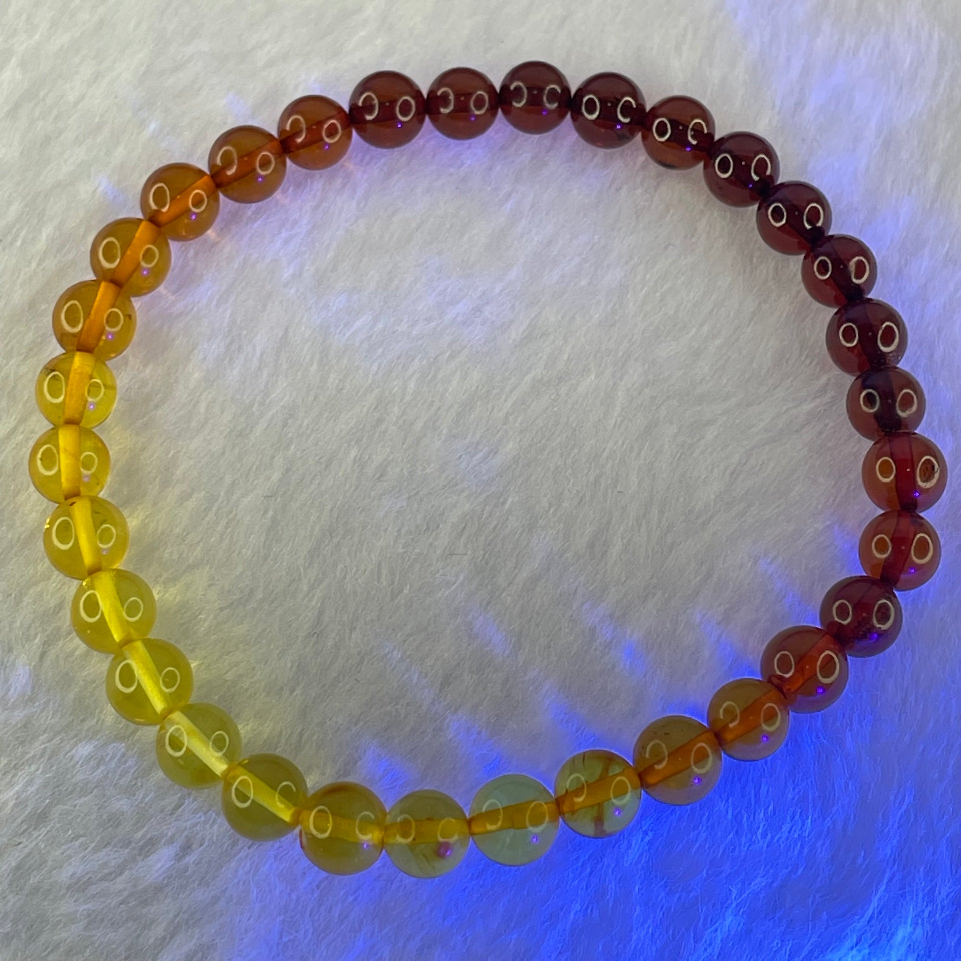 Natural Mixed Color Amber Beads Bracelet 3.25g 15.5cm 5.9mm 32 Beads - Huangs Jadeite and Jewelry Pte Ltd