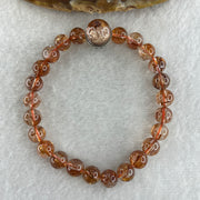 Natural Reddish Copper Rutilated Quartz Beads with Charm Bracelet 17.74g 7.8mm 24 Beads - 10.8 by 6.5mm 1 Charm - Huangs Jadeite and Jewelry Pte Ltd