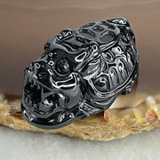 Type A Opaque Black Omphacite Jadeite Dragon Turtle with Coin Pendant Charm 12.45g 29.7 by 18.0 by 15.2mm - Huangs Jadeite and Jewelry Pte Ltd