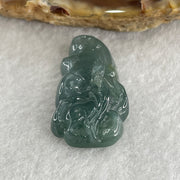 Natural Type A Blueish Green Jadeite 9 Tail Fox Pendant 4.65g 27.6 by 15.3 by 6.0mm - Huangs Jadeite and Jewelry Pte Ltd