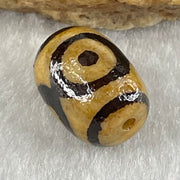Natural Powerful Tibetan Old Oily Agate 3 Eyes Dzi Bead Heavenly Master (Tian Zhu) 三眼天诛 2.33g 14.0 by 10.3mm - Huangs Jadeite and Jewelry Pte Ltd