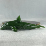 Natural Dark Green Serpentine Killer Whale Display 148.0g 143.5 by 55.0 by 48.5mm - Huangs Jadeite and Jewelry Pte Ltd