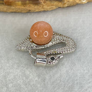 Natural Sunstone Bead with Crystals in S925 Sliver Swan Charm 3.26g 7.8mm - Huangs Jadeite and Jewelry Pte Ltd