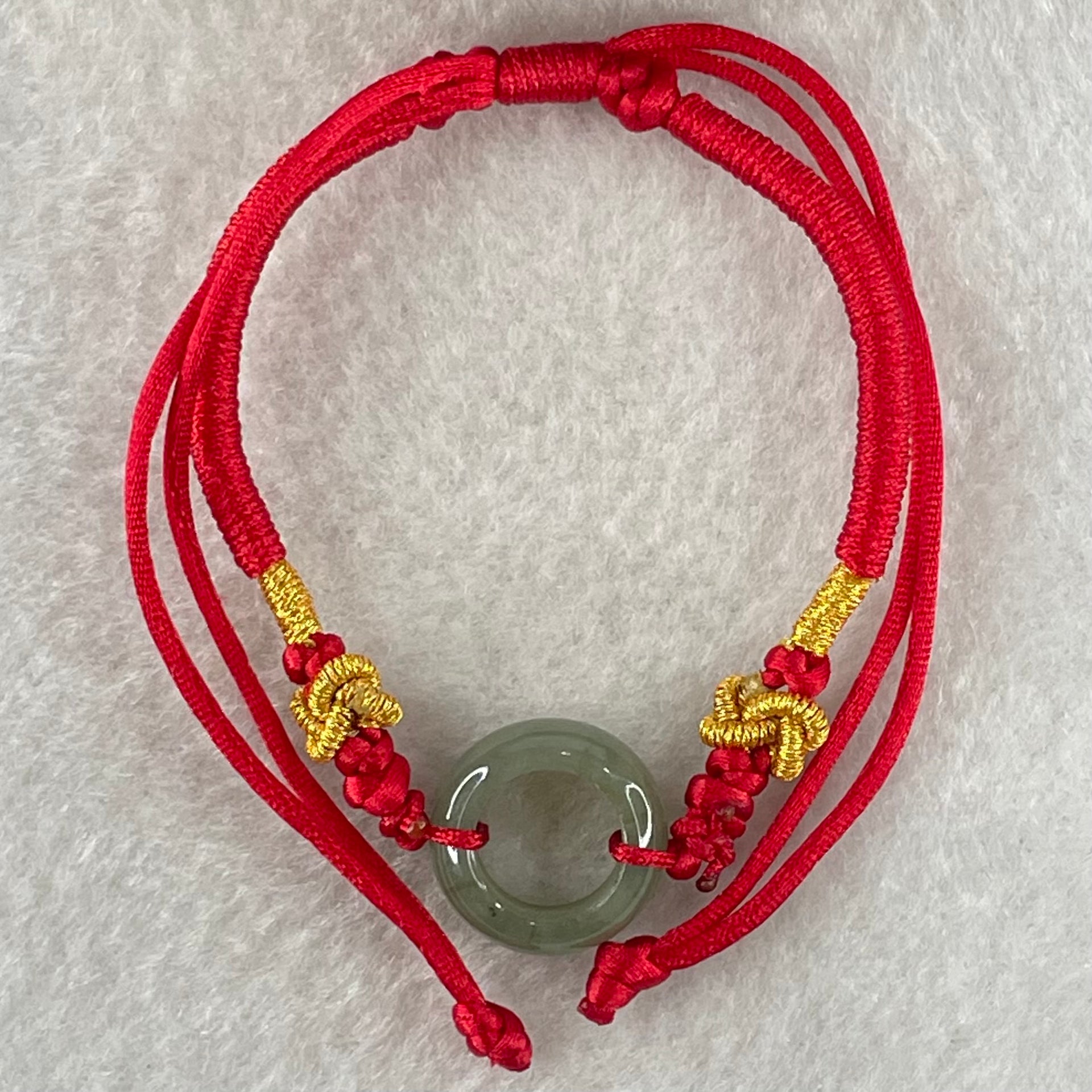 Type A Blueish Green Jadeite Ping An Kou String Bracelet 2.85g 14.8 by 6.1mm - Huangs Jadeite and Jewelry Pte Ltd