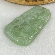 Type A Semi Icy Light Green Jadeite Shan Shui Gui Ren Benefactor and Flower Pendant 34.95g 58.8 by 33.9 by 8.8mm - Huangs Jadeite and Jewelry Pte Ltd