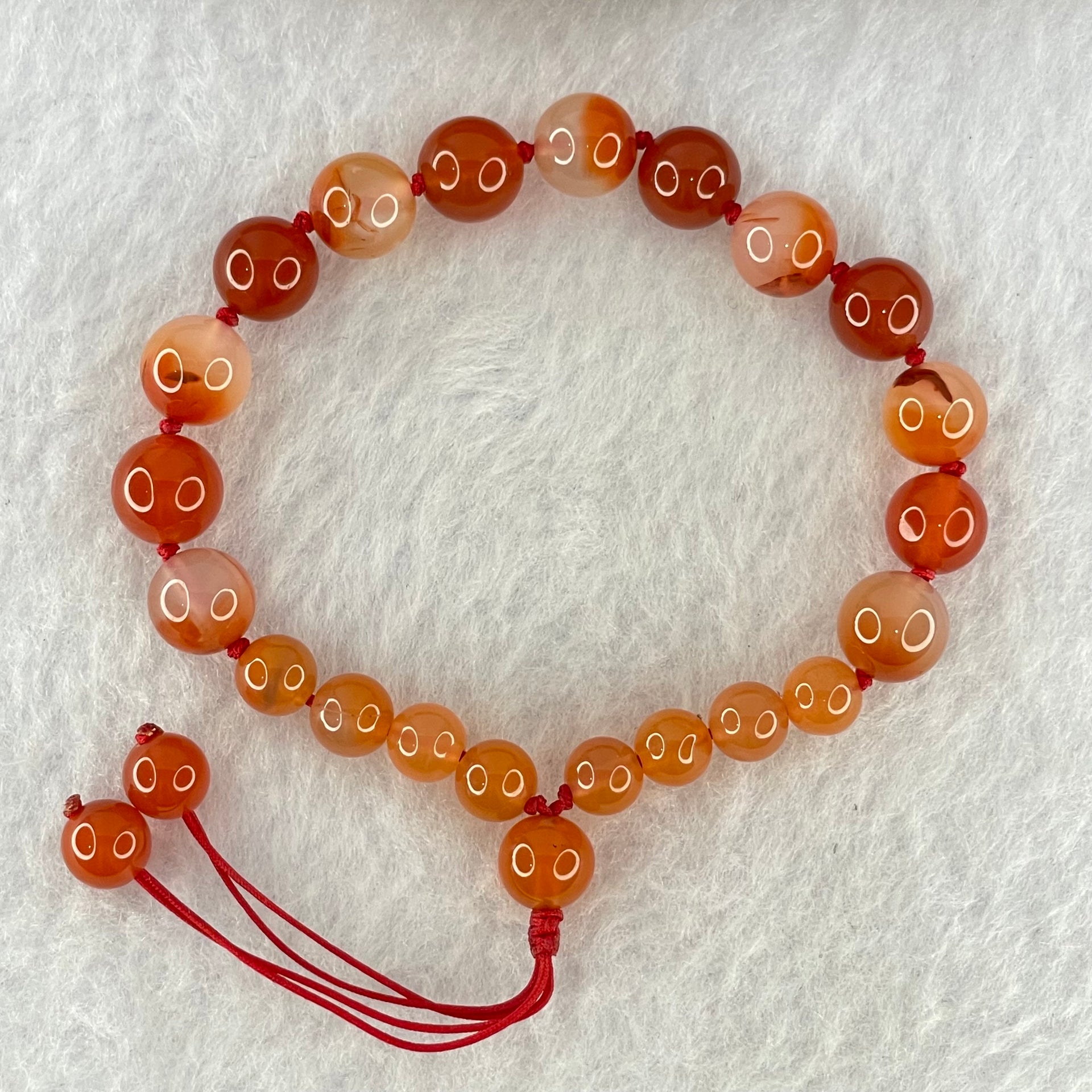 Natural Carnelian Agate Beads Bracelet 13.00g 13.5cm 8.1mm 24 Beads - Huangs Jadeite and Jewelry Pte Ltd