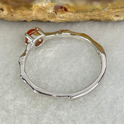 Type A Red Cabochon Jadeite in S925 Sliver Bamboo Ring (Adjustable Size) 1.00g 4.2 by 3.0mm - Huangs Jadeite and Jewelry Pte Ltd