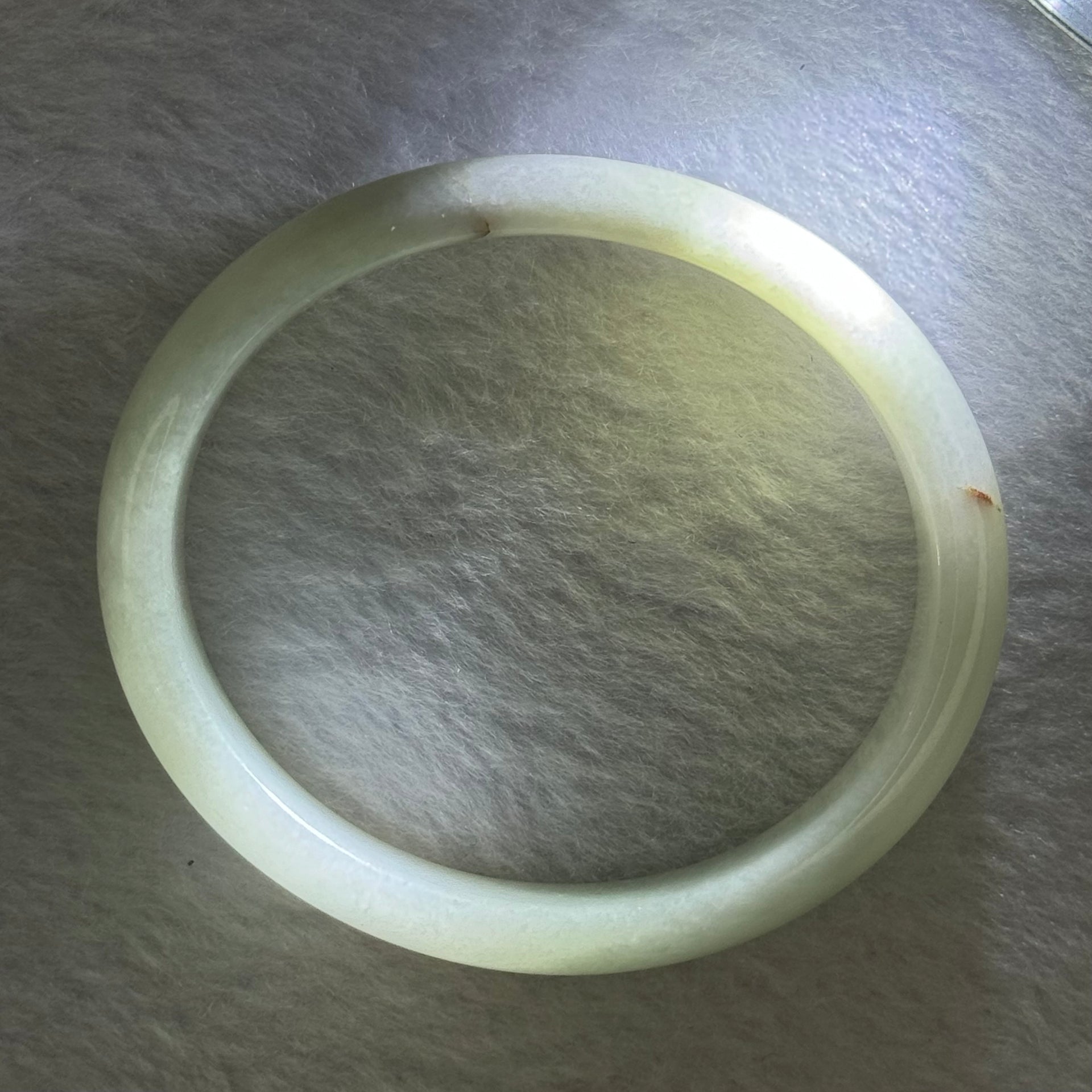 Type A Sky Blue Jadeite Oval Bangle 34.39g Internal Diameter 53.7mm 12.5 by 6.2mm (Slight External Line) - Huangs Jadeite and Jewelry Pte Ltd