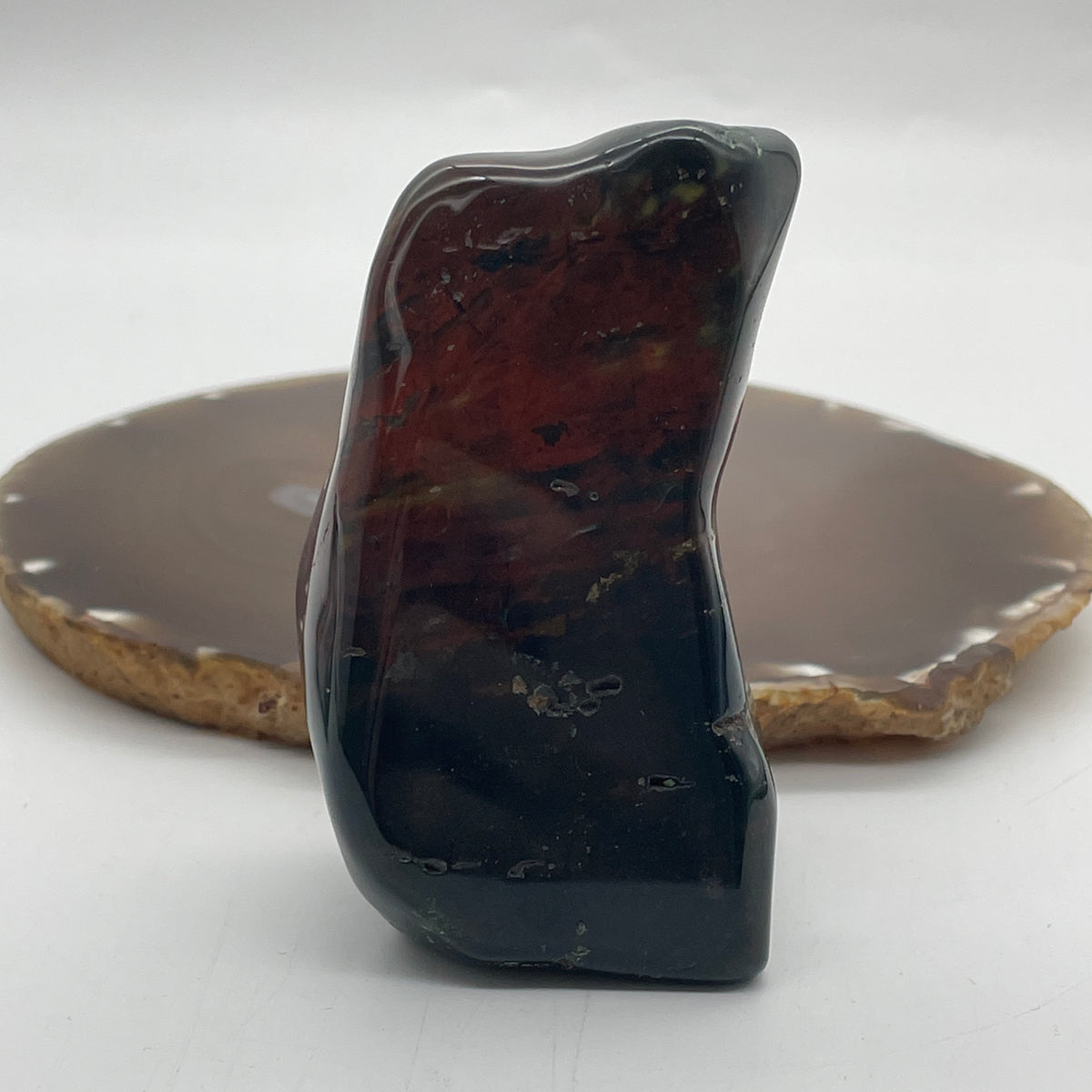 Natural Bloodstone Chalcedony Rough Display Specimen | Forest Green & Crimson Speckled Mineral (250.10g | 48.5 x 47.0 x 84.0mm) | Synergy, Grounded Vitality, Courage Shield & Mindful Feng Shui Anchor)