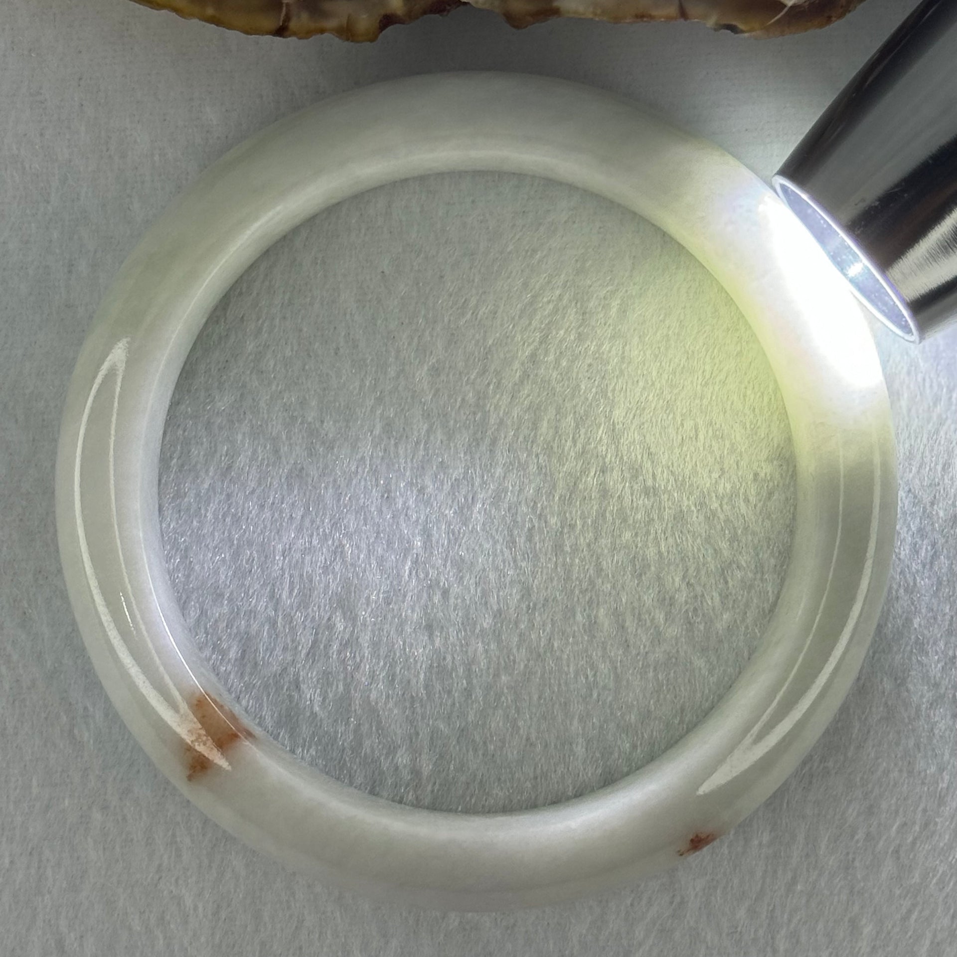 Type A Faint Green Lavender with Reddish Brown Patches Jadeite Bangle Internal Diameter 58.5mm 81.87g 16.6 by 8.9mm (Close to Perfect) - Huangs Jadeite and Jewelry Pte Ltd