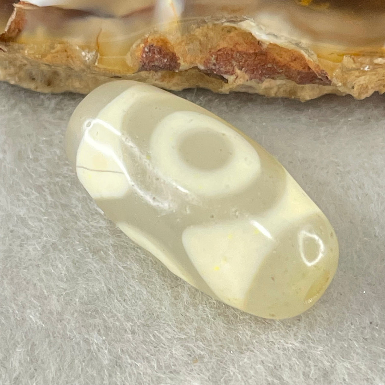 Natural Powerful Tibetan Old Oily Agate 3 Eyes Dzi Bead Heavenly Master (Tian Zhu) 三眼天诛 2.90g 20.5 by 9.8mm - Huangs Jadeite and Jewelry Pte Ltd