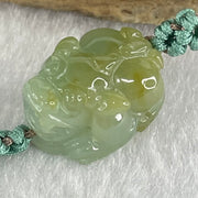 Type A Blueish Green with Yellow Jadeite Male Pixiu String Bracelet 3.31g 13cm 15.9 by 13.6 by 9.4mm - Huangs Jadeite and Jewelry Pte Ltd