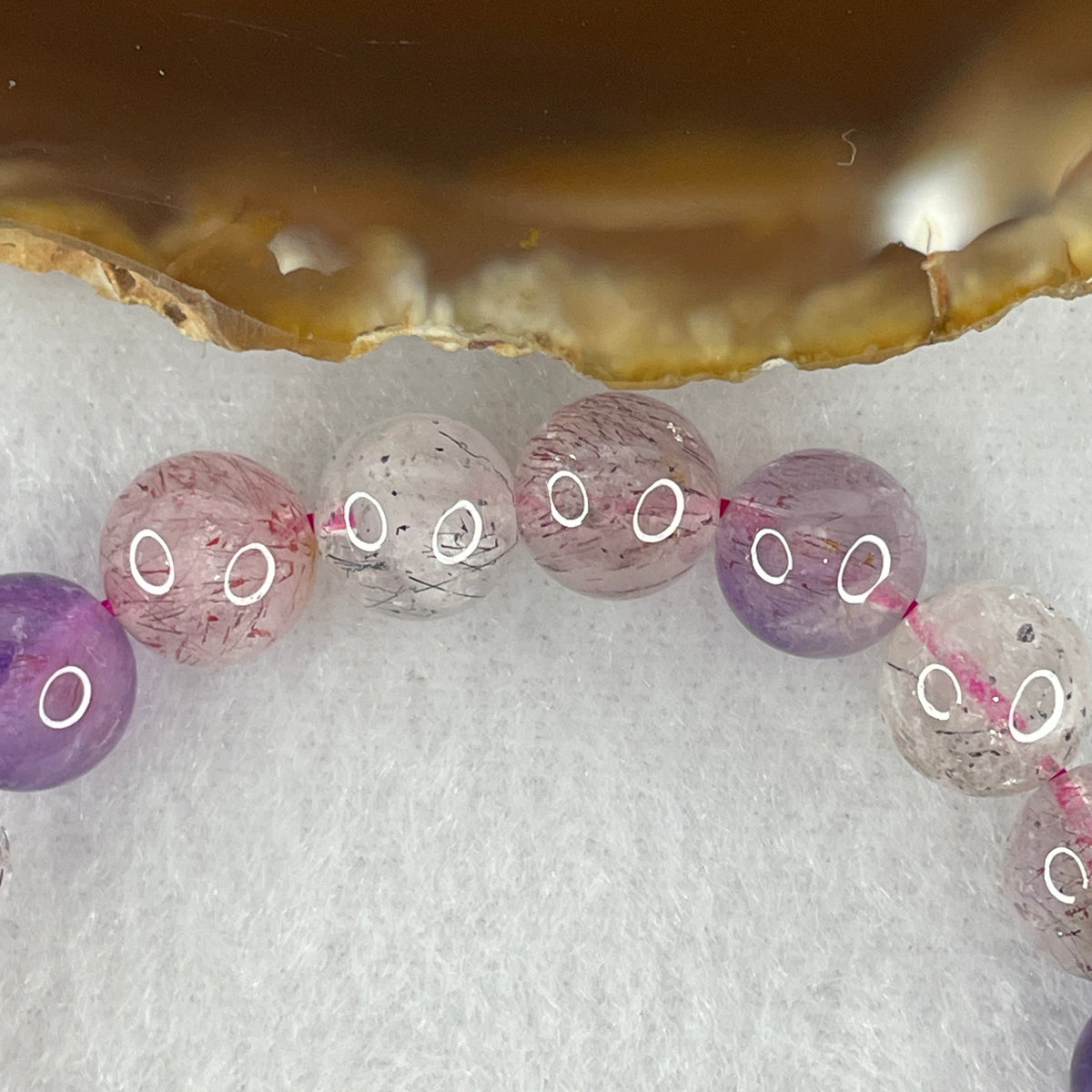 Certified Above-Average Grade Natural Super 7 Crystal Beads Bracelet | High-Density Multi-Bead Statement Strand | Authentic Sacred Seven Multi-Mineral Inclusions Quartz Spiritual Catalyst & Auric Shield Bracelet (23.86g | 17cm Length | 9.4mm | 22 Beads)