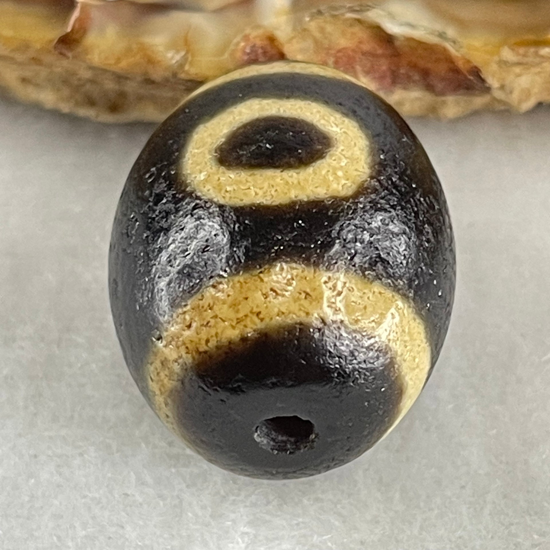 Natural Powerful Tibetan Old Oily Agate Sky Door Serenity 1 Eye Dzi Bead Heavenly Master (Tian Zhu) 一眼天诛 8.26g 20.9g by 16.8mm - Huangs Jadeite and Jewelry Pte Ltd