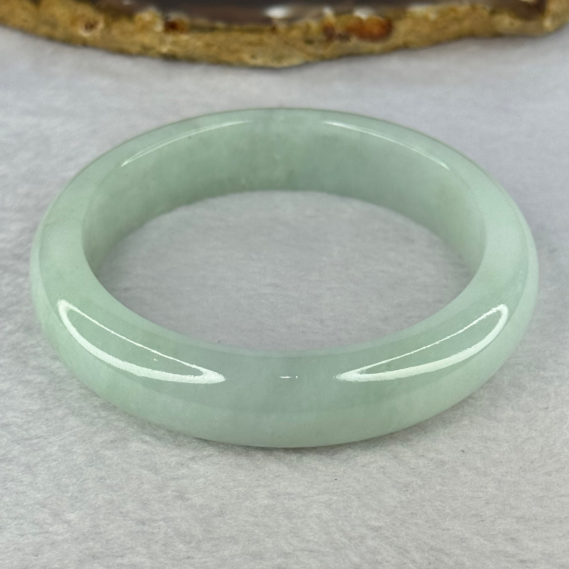 Type A Light Green Jadeite Bangle Internal Diameter 57.2mm 67.19g 14.0 by 8.9mm (Slight Internal Line) - Huangs Jadeite and Jewelry Pte Ltd