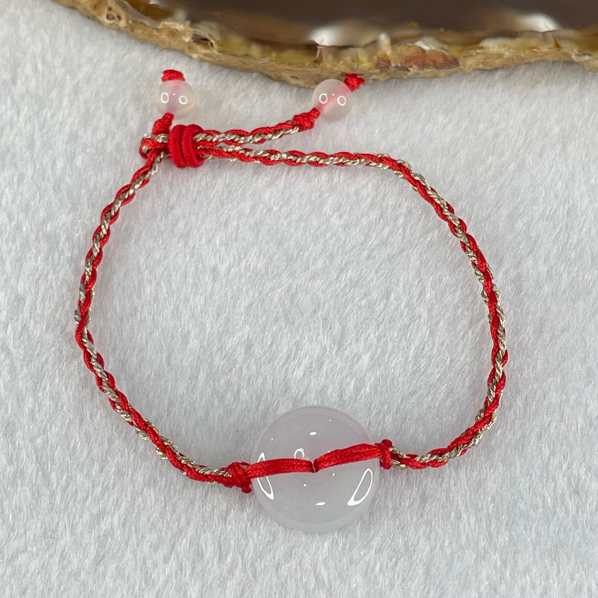 Type A Lavender Jadeite Ping An Kou Donut Charm in String Bracelet 4.20g 16.6 by 5.2mm - Huangs Jadeite and Jewelry Pte Ltd