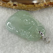 18K 750 White Gold Type A Icy Sky Blue Jadeite Ruyi with Bat Pendant 12.36g 35.5 by 26.6 by 7.1mm - Huangs Jadeite and Jewelry Pte Ltd
