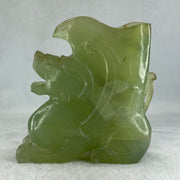Natural Green Serpentine Pixiu Vase Display 989.6g 130.0 by 48.0 by 135.0mm - Huangs Jadeite and Jewelry Pte Ltd