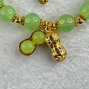Green Chalcedony Beads and Peanut in Gold Color Bracelet 15.97g 14cm 8.1mm 16 Beads - Huangs Jadeite and Jewelry Pte Ltd