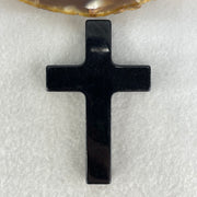 Type A Opaque Black Jadeite Cross Pendant 27.17g 64.5 by 41.3 by 8.1mm - Huangs Jadeite and Jewelry Pte Ltd