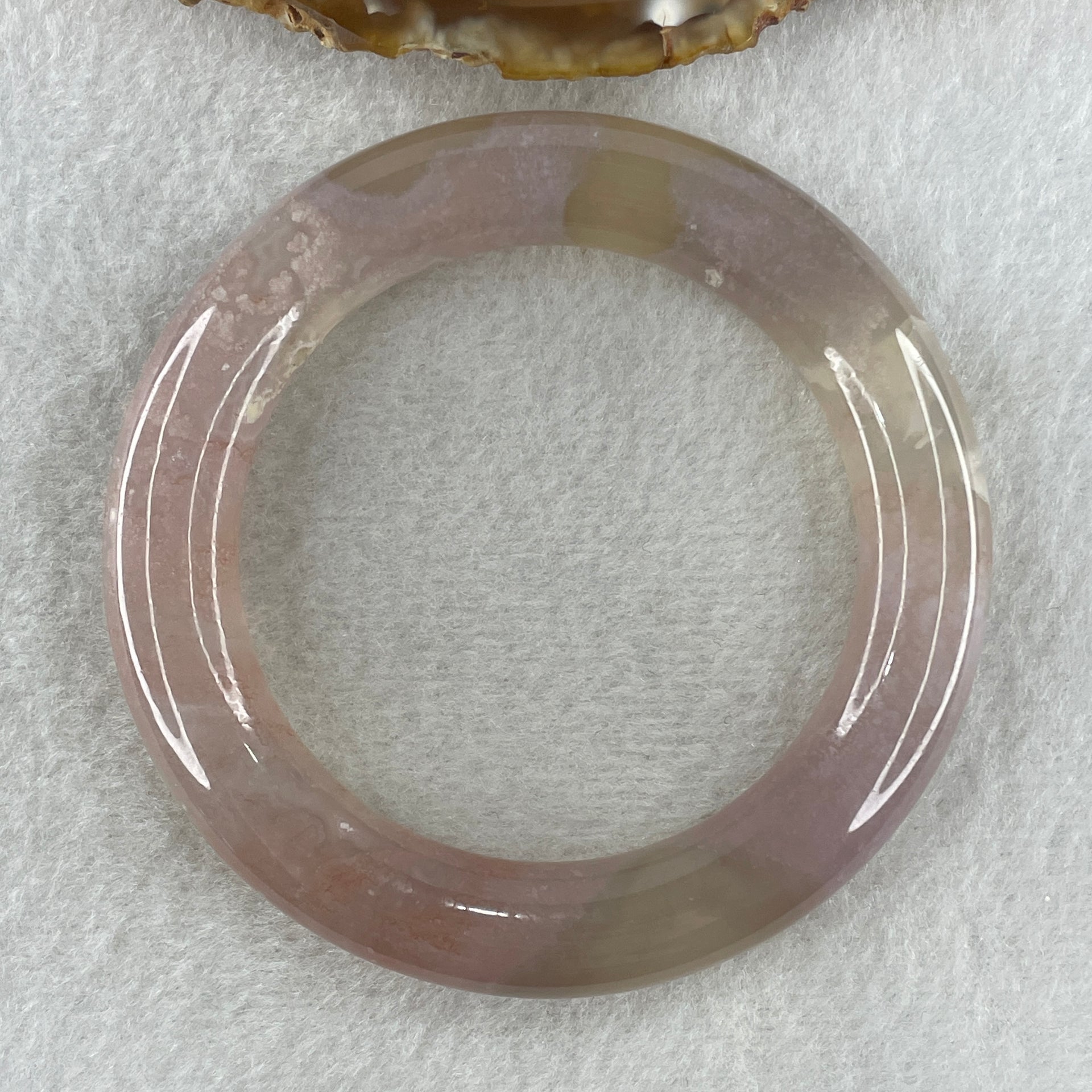 Natural Pinkish Agate Bangle 64.57g Internal Diameter 57.2mm 12.0 by 12.3mm (Perfect) - Huangs Jadeite and Jewelry Pte Ltd