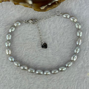 Natural Grey Pearl in S925 Sliver Bracelet 天然灰珍珠925银手链 8.01g 14cm 5.6mm 21 Beads - Huangs Jadeite and Jewelry Pte Ltd