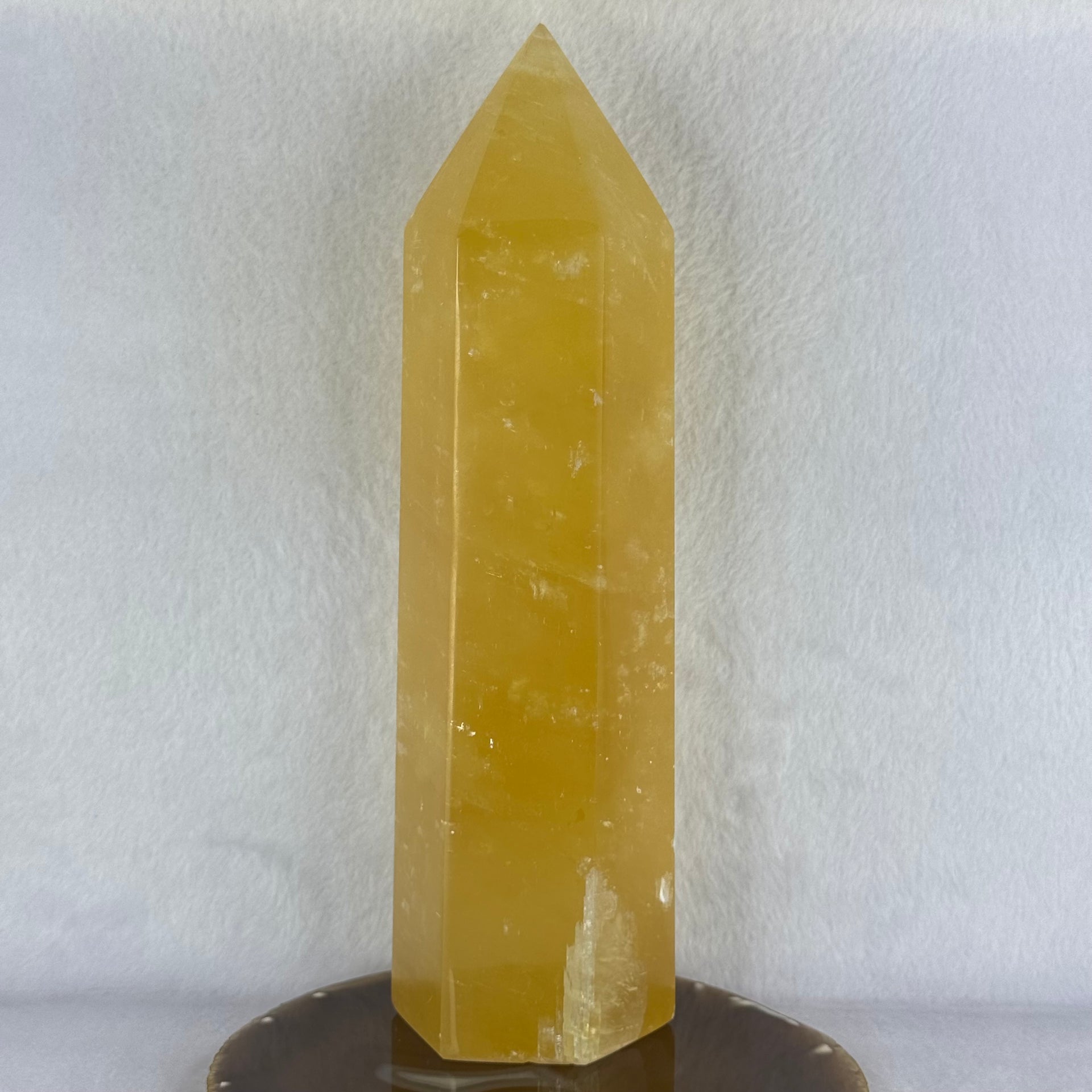 Natural Yellow Calcite Tower Display 1,926.4g 245.0 by 74.0 by 65.0mm - Huangs Jadeite and Jewelry Pte Ltd