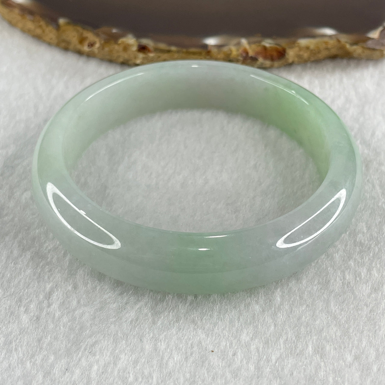 Natural Type A Light Green Light Lavender Jadeite Bangle 59.50g Inner Diameter 58.3mm Thickness 14.1 by 8.5mm (Very Very Slight External Roughs)