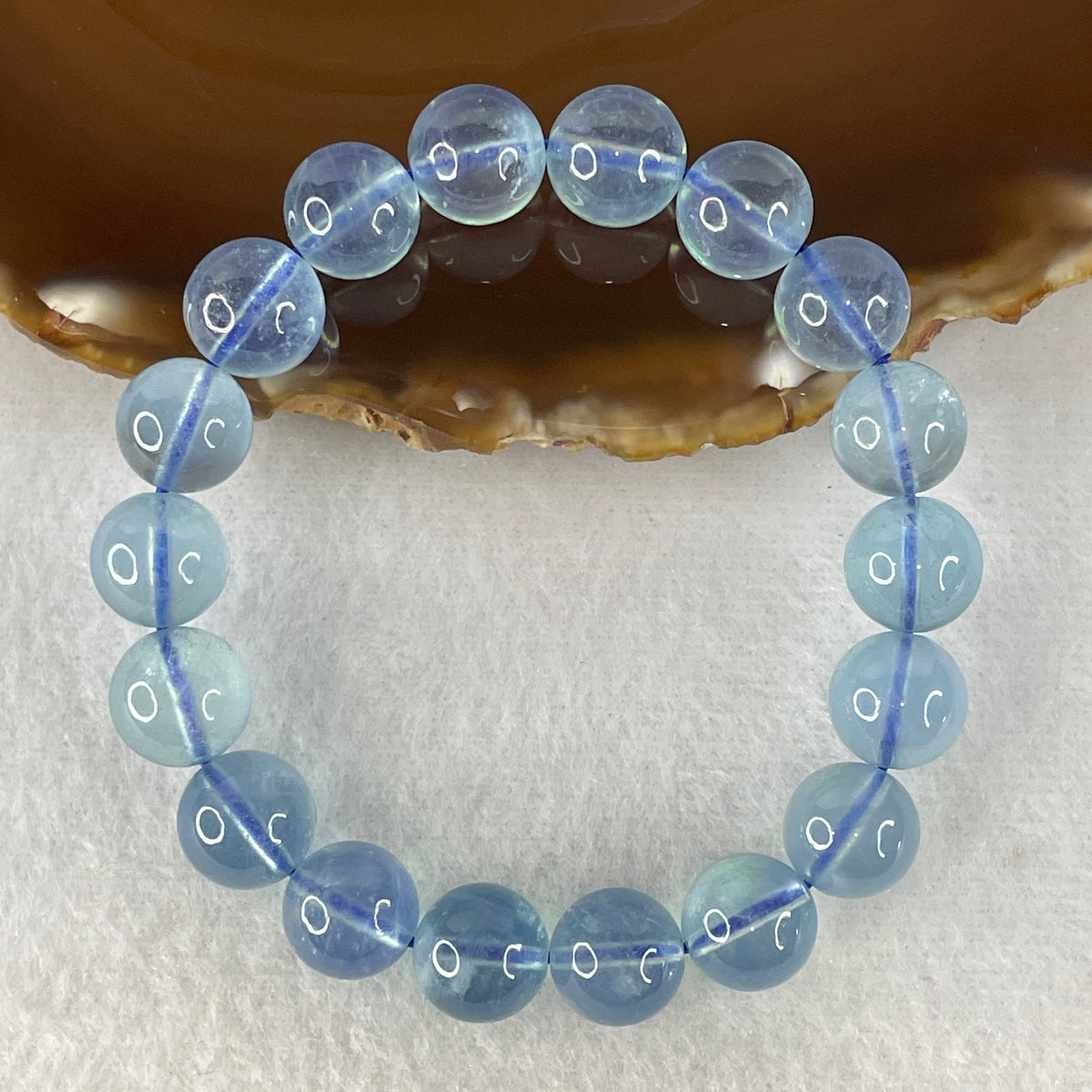 Certified Good Grade Natural Aquamarine Beads Bracelet | 16cm with 18 Beads 11.3mm (33.74g | Ocean Blue Translucency | Throat & Third Eye Chakra Harmony, Tranquil Communication & Serene Wealth Shield)