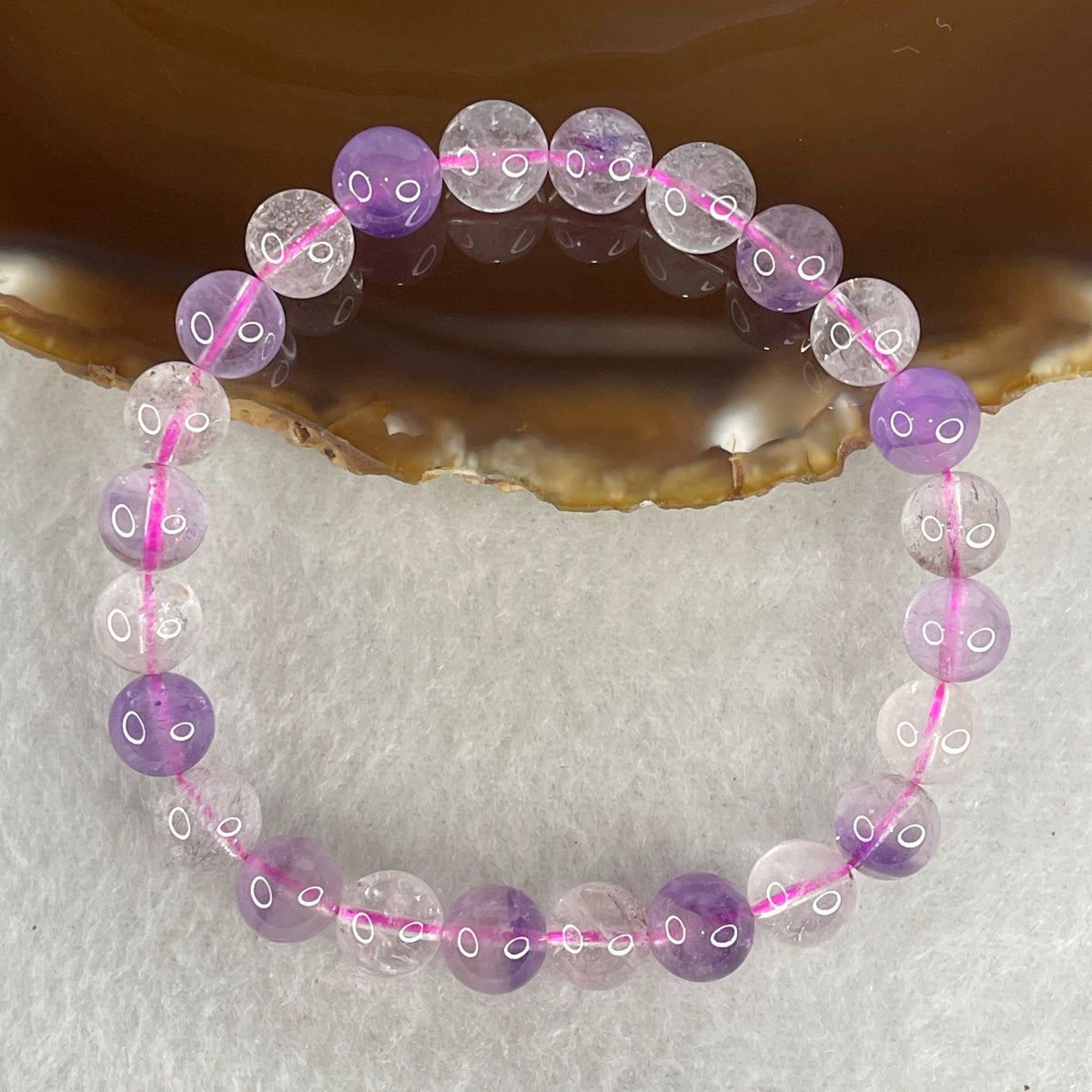 Certified Entry-Grade Natural Super 7 Crystal Beads Bracelet | Classic Mid-Sized Layering Strand | Authentic Sacred Seven Multi-Mineral Inclusions Quartz Spiritual Catalyst & Auric Shield Bracelet (18.37g | 16.5cm Length | 8.3mm | 24 Beads)