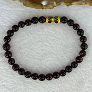 Natural Dark Red Blood Amber Beads Bracelet 天然血珀手链 5.68g 16cm 6.3mm 28 Beads - Huangs Jadeite and Jewelry Pte Ltd
