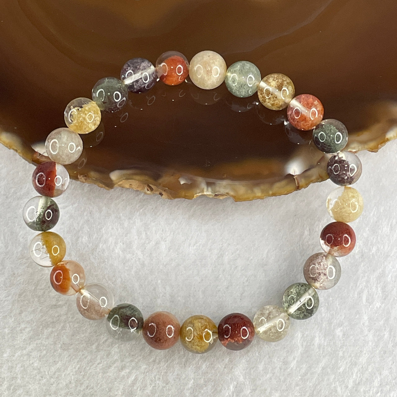 Natural Four Season Phantom Quartz Beads Bracelet 20.62g 17.5cm 8.8mm 25 Beads - Huangs Jadeite and Jewelry Pte Ltd