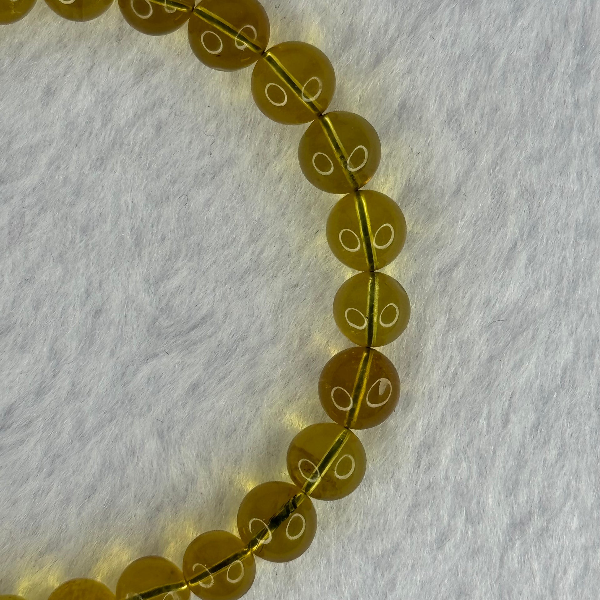 Natural Yellow Amber Beads Bracelet 6.18g 17cm 7.6mm 27 Beads - Huangs Jadeite and Jewelry Pte Ltd