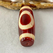 Natural Powerful Tibetan Old Oily Red White Agate One Eye Water Element Dzi Bead Heavenly Master (Tian Zhu) 一眼水元素天珠 10.77g 37.6 by 13.5mm - Huangs Jadeite and Jewelry Pte Ltd