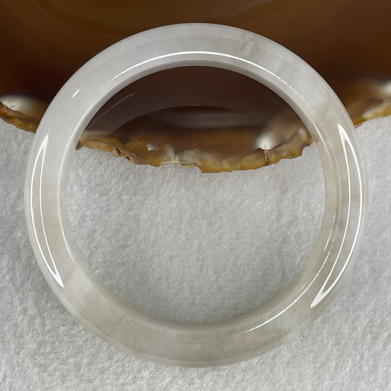 Certified Natural Type A Faint Lavender to Faint Brownish Piao Hua Jadeite Bangle 64.36g Internal Diameter 59.1mm by 12.3 by 9.6mm (Close to Perfect)