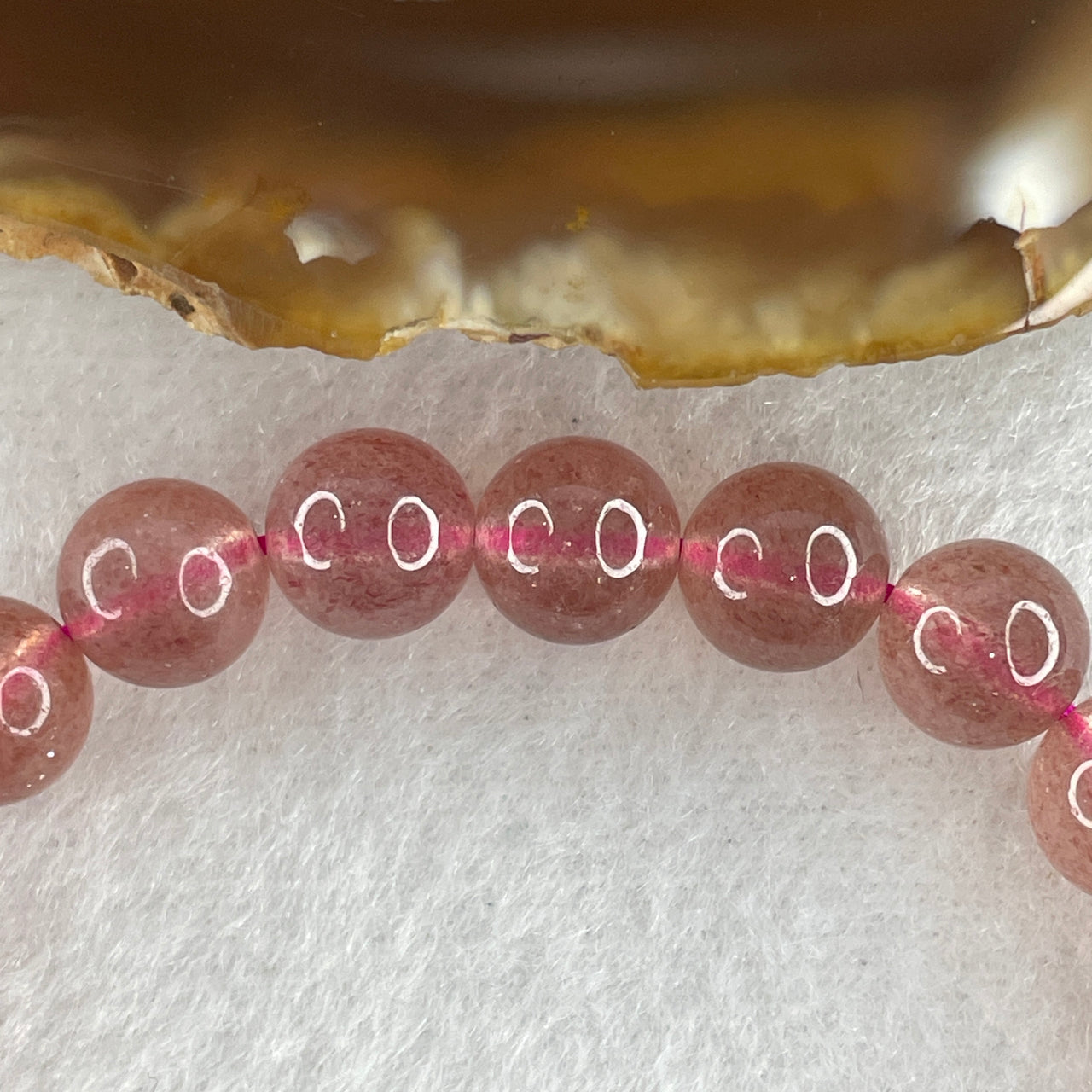 Above Average Natural Strawberry Quartz Beads Bracelet 17.91g 15.5cm 8.3mm 23 Beads