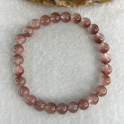 Natural Pinky Rabbit Hair Rutilated Quartz Beads Bracelet 13.81g 16.5cm 7.3mm 27 Beads - Huangs Jadeite and Jewelry Pte Ltd
