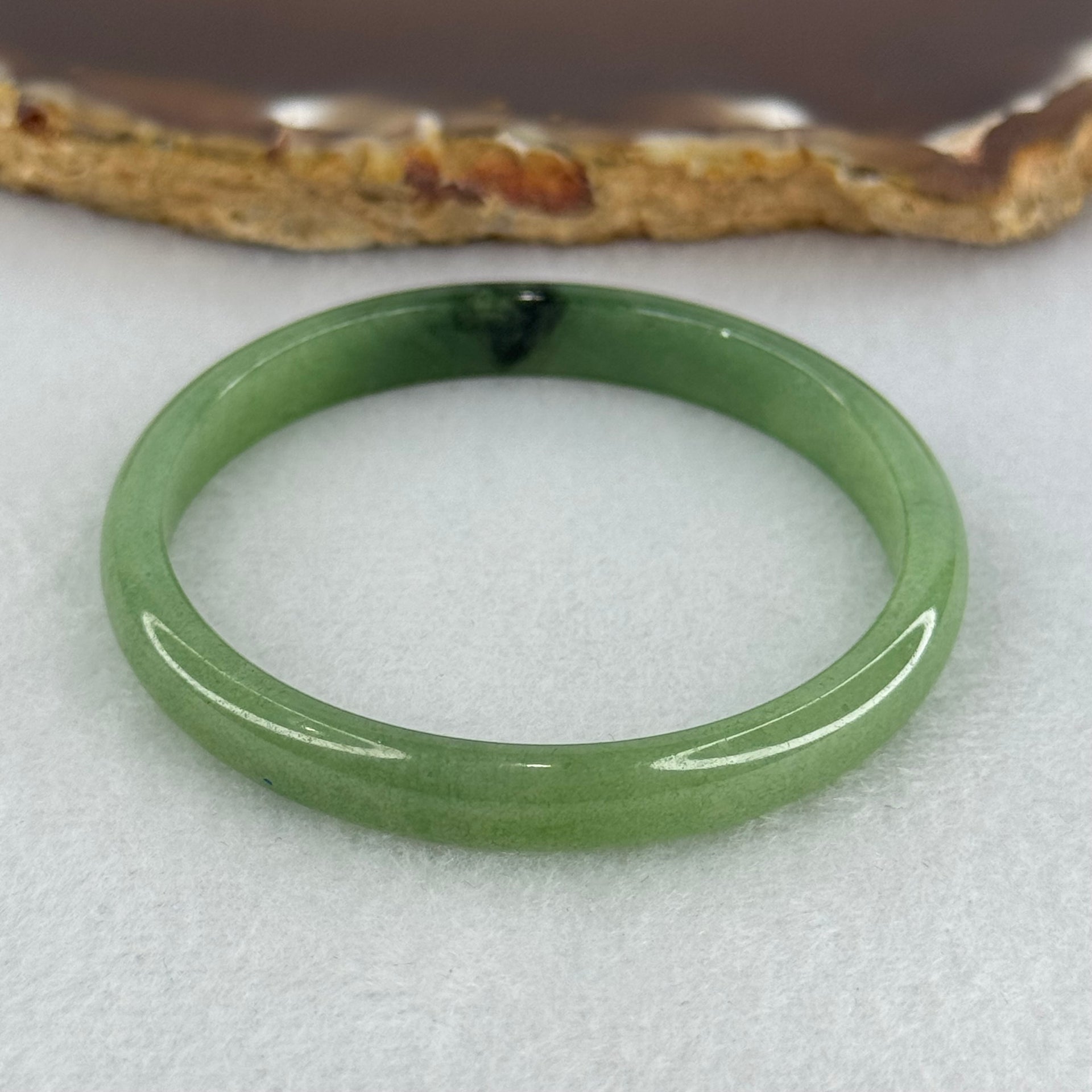 Baby or Kids Type A Green Jadeite Bangle Internal Diameter 44.6mm 11.71g 6.9 by 4.5mm (Very Slight Internal Lines) - Huangs Jadeite and Jewelry Pte Ltd