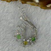 Type A Green Yellow Jadeite with Crystals in S925 Sliver Brooch 4.05g 3.6 by 1.5mm 3pcs - Huangs Jadeite and Jewelry Pte Ltd