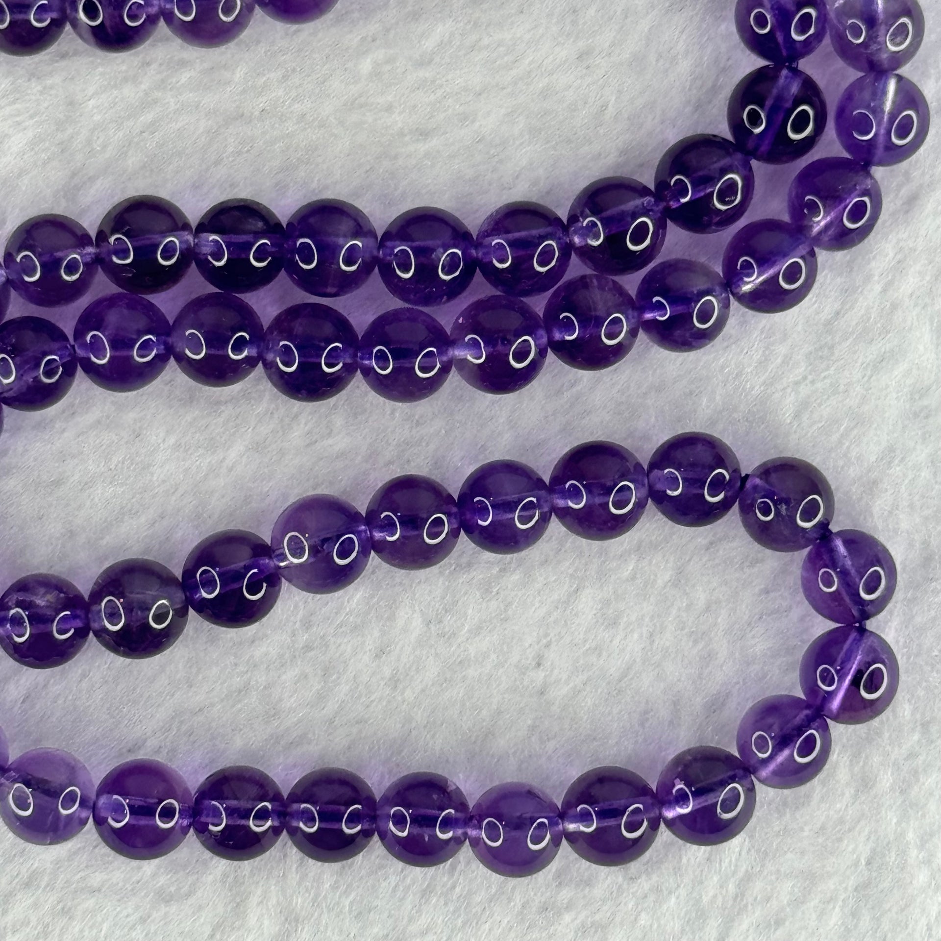 Good Grade Natural Amethyst Necklace 39.96g 52cm 7.5mm 79 Beads - Huangs Jadeite and Jewelry Pte Ltd