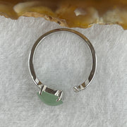 Natural Type A Semi Icy Blueish Green Jadeite Oval Shape Cabouchon in S925 Silver Cat Ring (Adjustable Size) 1.76g 6.3 by 8.0 by 3.5mm - Huangs Jadeite and Jewelry Pte Ltd