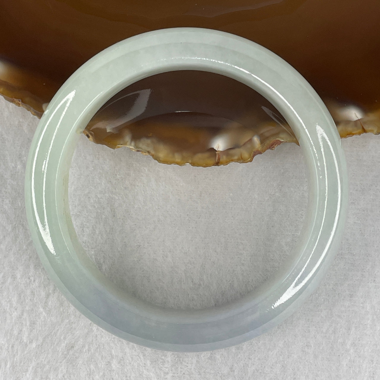 Certified Type A Jelly Light Green with Lavender Jadeite Bangle | Untreated Dewy Guo Gao Chun Dai Cai Fei Cui Broad Bangle (75.19g | Inner Diameter 56.2mm | 15.1 x 9.1mm) (Internal Line)