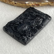 Type A Opaque to Partial Translucent Black Omphacite Jadeite Amitabha Buddha with Dragon Pendant Dog and Boar Pig Zodiac Guardian 37.44g 62.5 by 41.7 by 9.7mm - Huangs Jadeite and Jewelry Pte Ltd