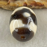 Natural Powerful Tibetan Old Oily Agate 3 Eyes Dzi Bead Heavenly Master (Tian Zhu) 三眼天诛 7.39g 20.4 by 15.9mm - Huangs Jadeite and Jewelry Pte Ltd