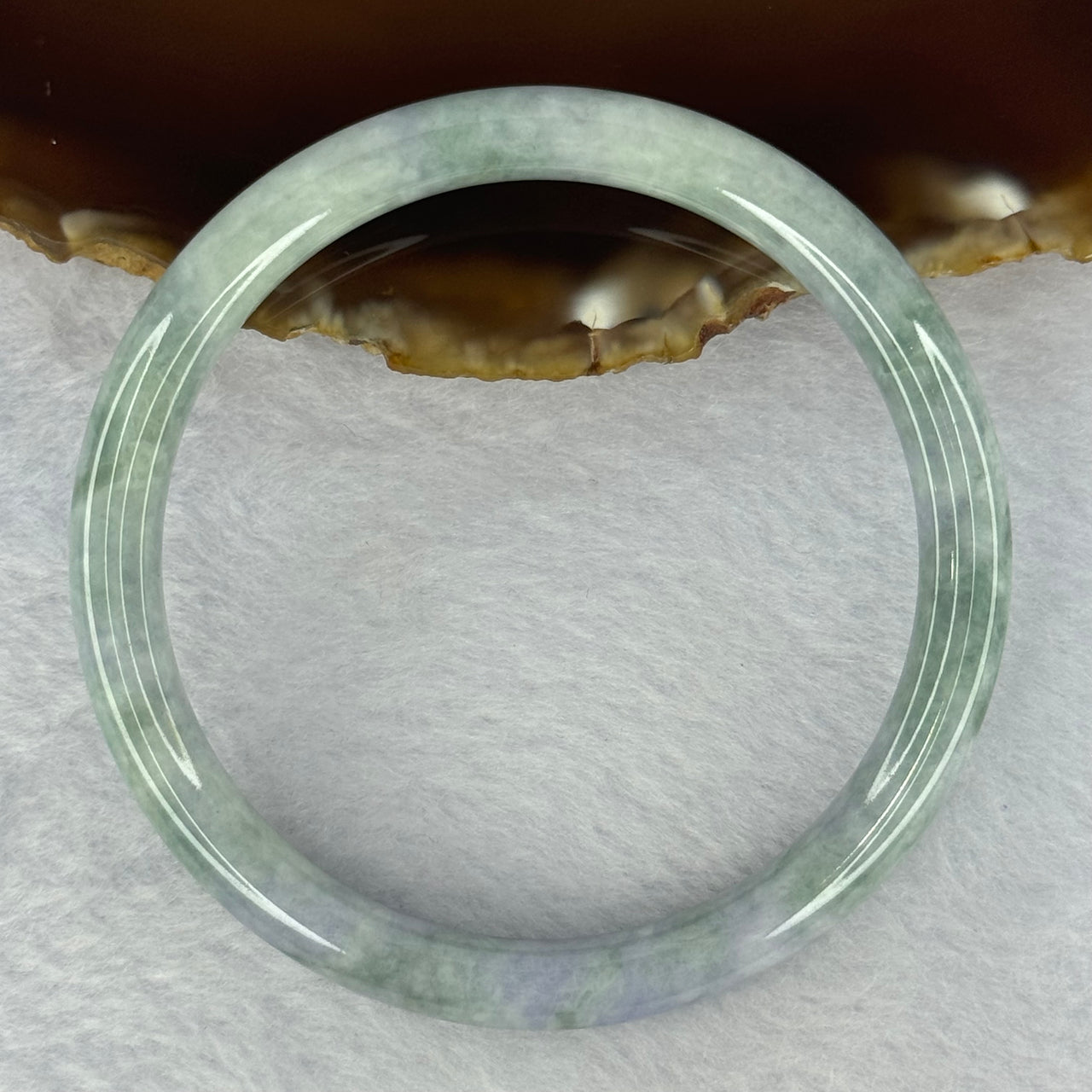 Type A Deep Lavender and Green Piao Hua Jadeite Bangle 30.98g Internal Diameter 59.1mm 8.1 by 7.4mm (Internal Line) - Huangs Jadeite and Jewelry Pte Ltd
